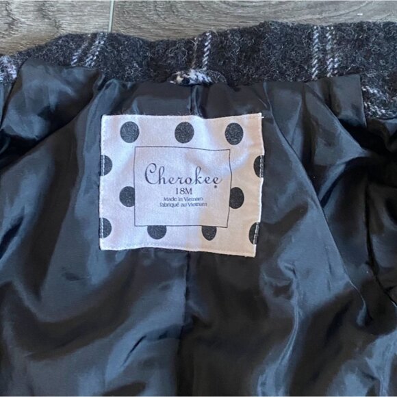 Cherokee Girls Plaid Peacoat Style Coat-Black/White-Size 18M-GUC - Picture 7 of 7